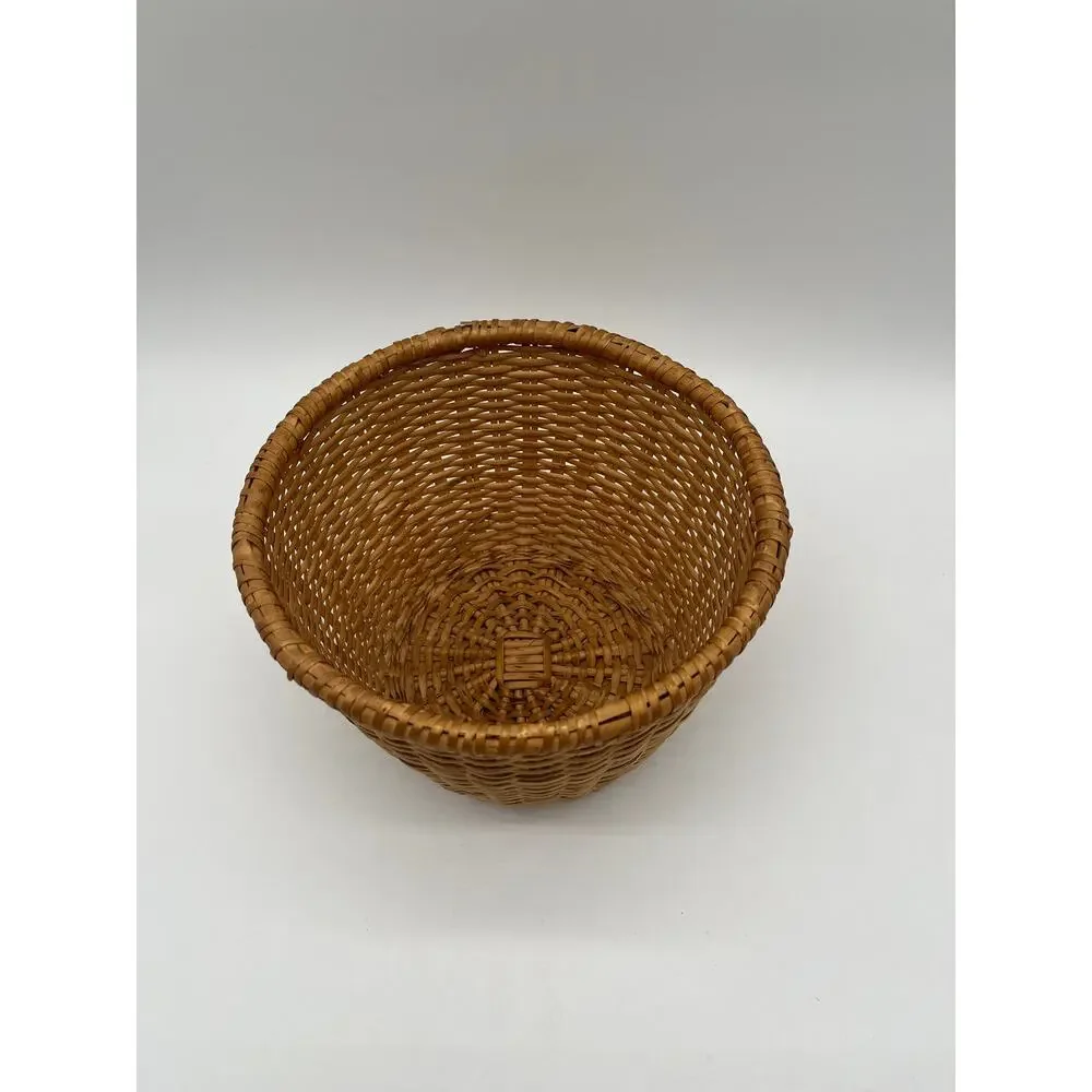 Vintage Tapered Design Decorative Storage Light Brown Wicker Basket - No Lid
